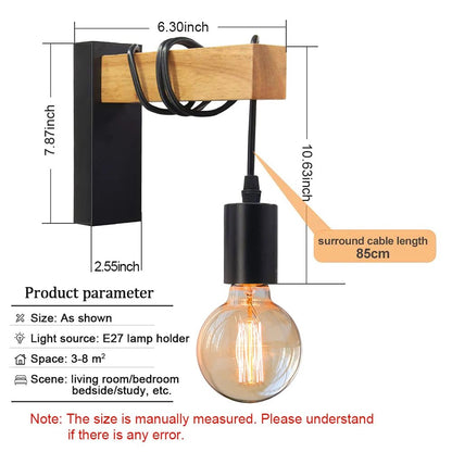 Vintage Houten Wandlamp - InWoon